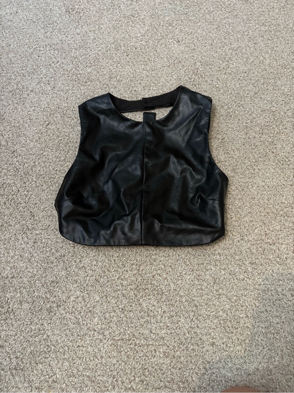 Edikted Black Faux Leather Cropped Vest Top